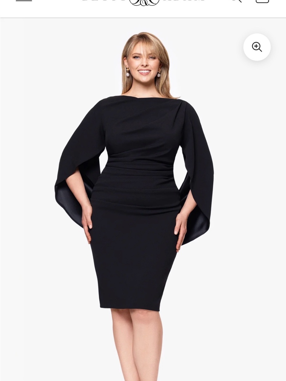**AMAZING** Betsy & Adam “Jordan” Crepe Draped Navy Evening Dress - Size 14